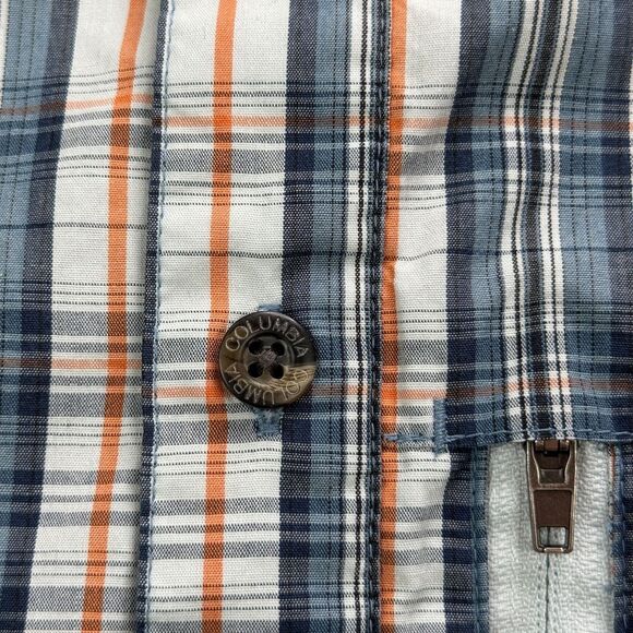 Columbia AX7670 Men's 4X Short Sleeve Plaid Button Shirt Zip Chest Pocket Blue - Picture 5 of 12